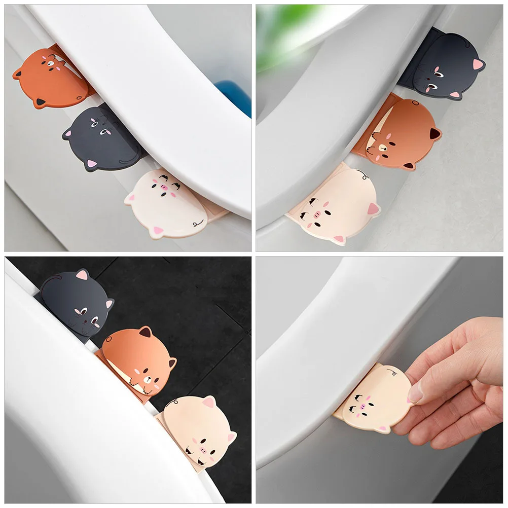 

1 Set Cartoon Animal Toilet Seat Cover Lifter Durable Premium Hygienic Anti-Touching Creative Bathroom Accessory Space-Saving