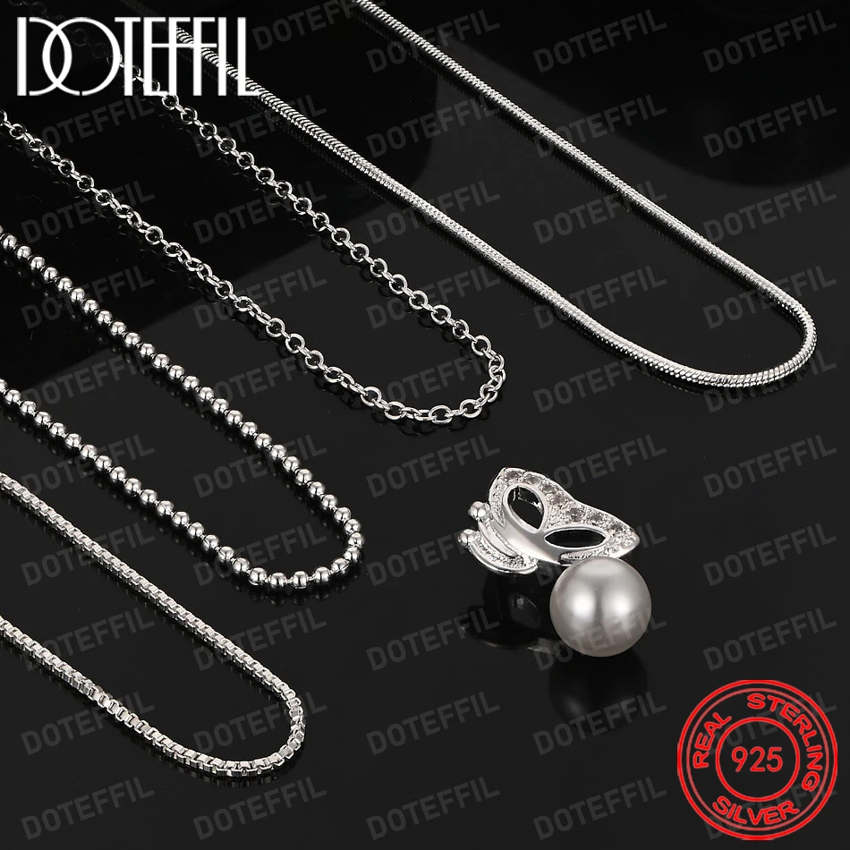 925 Sterling Silver Exquisite Butterfly Pearl Pendant Necklace, Fashionable Wedding Jewelry for Women