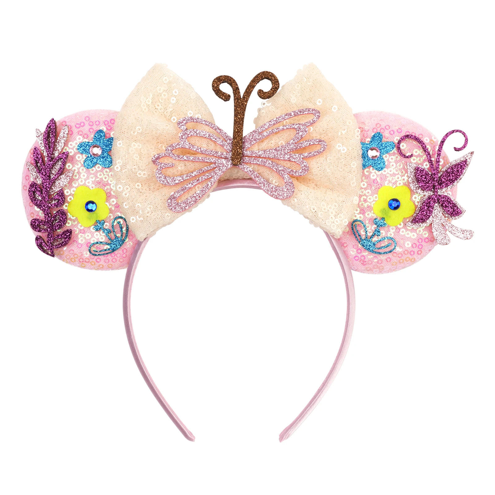 Mausohren-Stirnband, Cartoon-Pailletten-Schleifen-Stirnband, Geburtstagsfeier, Weihnachten, Halloween, Prinzessin, Cosplay-Kostüm für Frauen und Erwachsene