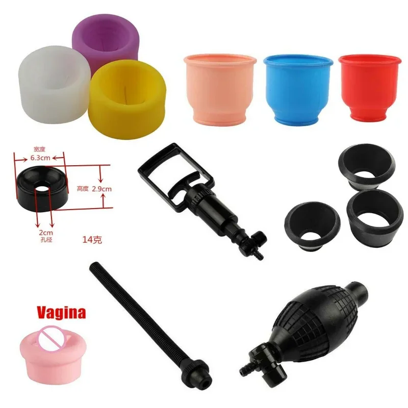 Bomba de pênis a vácuo masculino com manga de anel de silicone, extensor de manga, acessórios do instrutor, pistão do punho, substituição, puxar