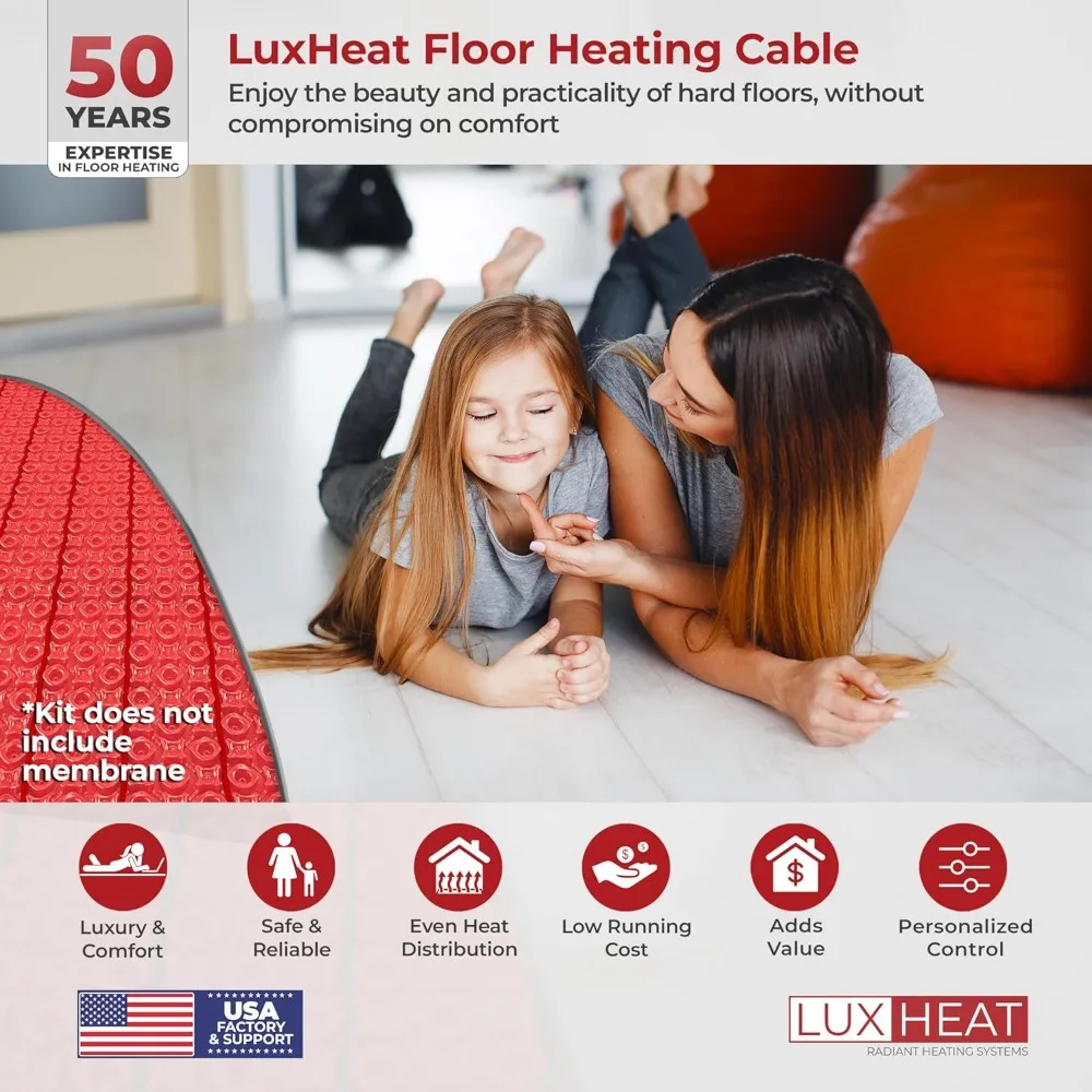 Under Floor Heating System - 120v for Tile, Vinyl, Laminate - Easy Install - 30sqft Floor Heating Cable Kit - Heated Floor Solut