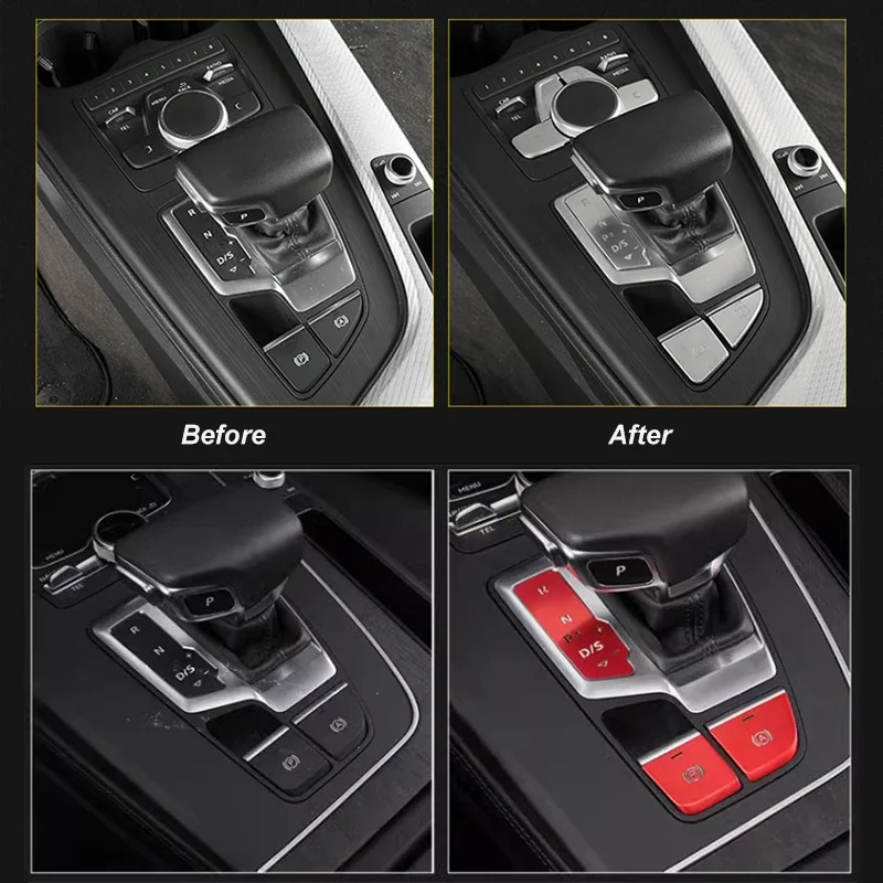 

For Audi A4 B9 2017 2018 2019 Model Door Lock, Gear Shift Panel, Multimedia Button Decoration Sticker Gears Buttons Patch