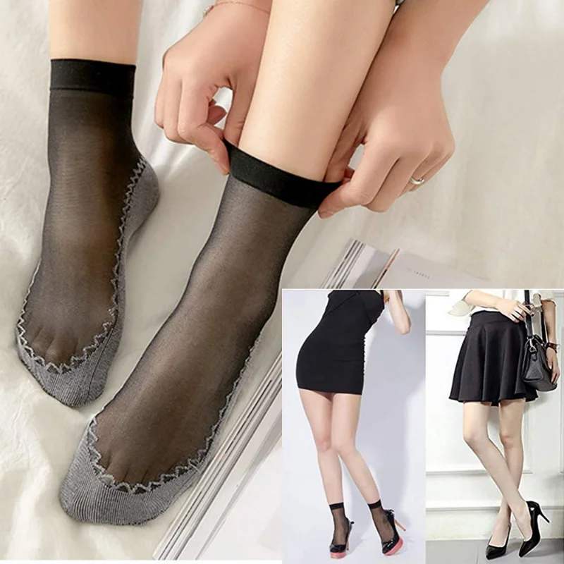 Calcetines de terciopelo suave para mujer, medias transpirables ultrafinas, informales, ligeras, transparentes, 10 pares