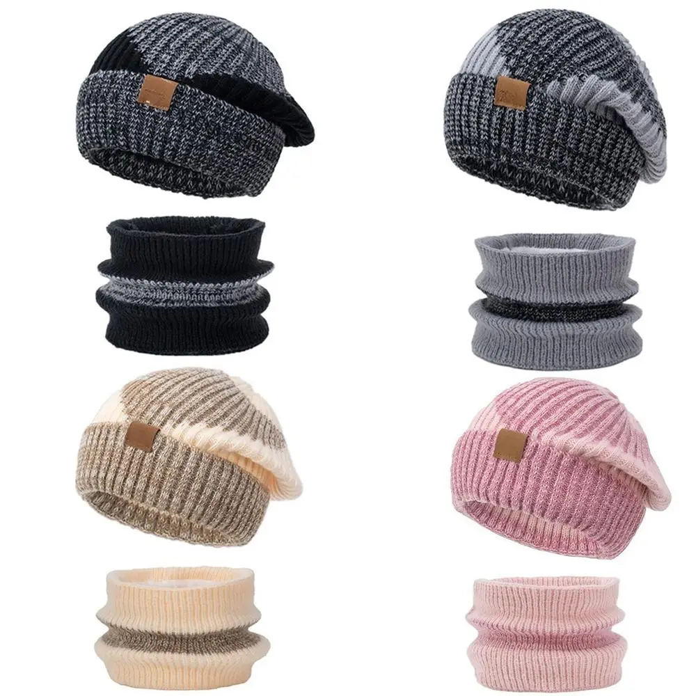 مجموعة وشاح قبعة شتوية سميكة أنيقة مقاومة للرياح والبرد قبعة صغيرة دافئة وناعمة لحماية الأذن للنساء