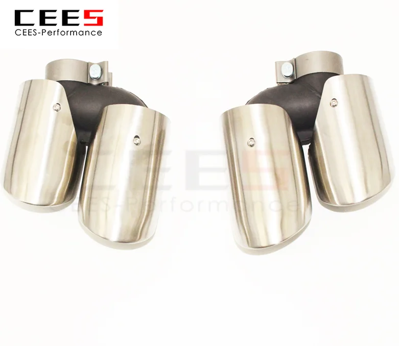 CEES Universal Tail Throat For PORSCHE MACAN 2015-2021Stainless Steel Y Shape Double Exit Exhaust Pipe Muffler