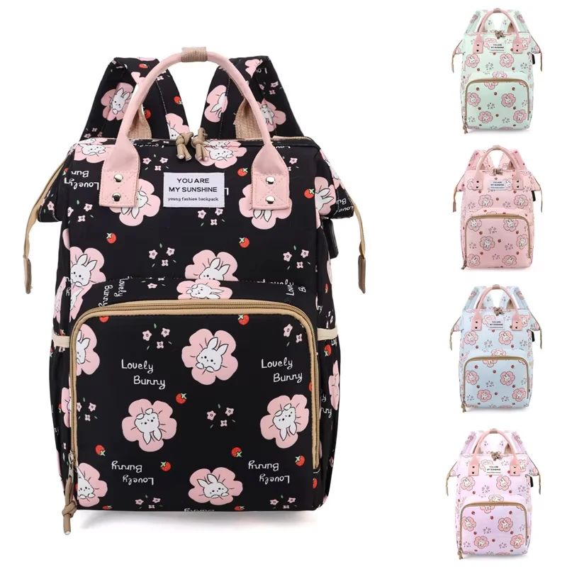 

Mommy Bag Backpack Floral Printed Multifunctional Mother and Baby Bags Walking Baby Travel Large Capacity Mom Bag Diaper Bags