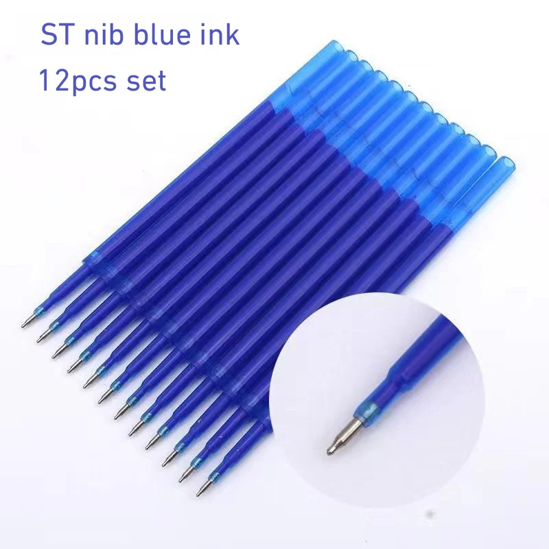 recargas de refil de caneta apagavel st nib tinta preta e azul papelaria estetica lavavel suprimentos de escrita 05 mm 12 pcs 01