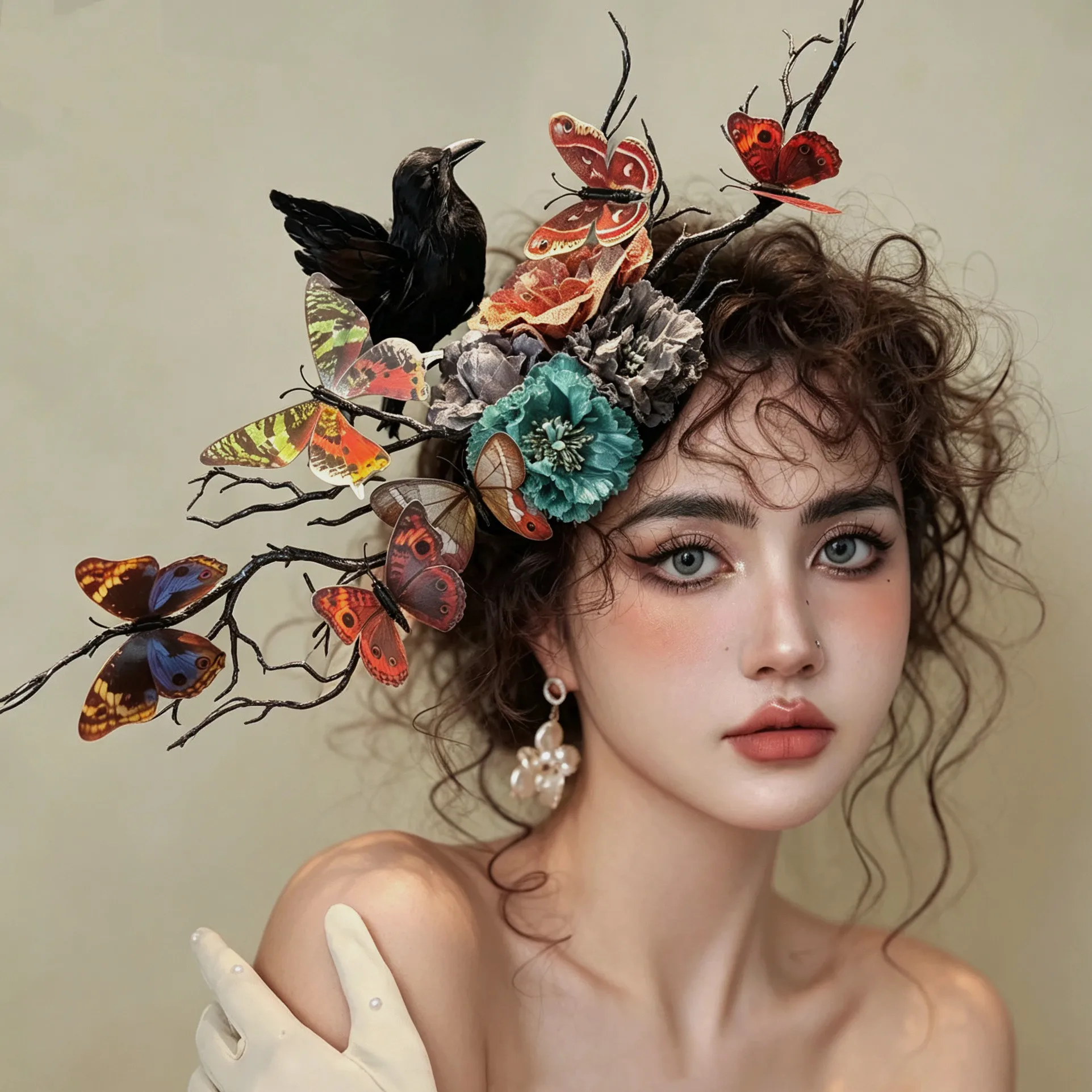 Fairy-tale-style branch headpiece for brides, European-style vintage hair accessory for Halloween matching decoration