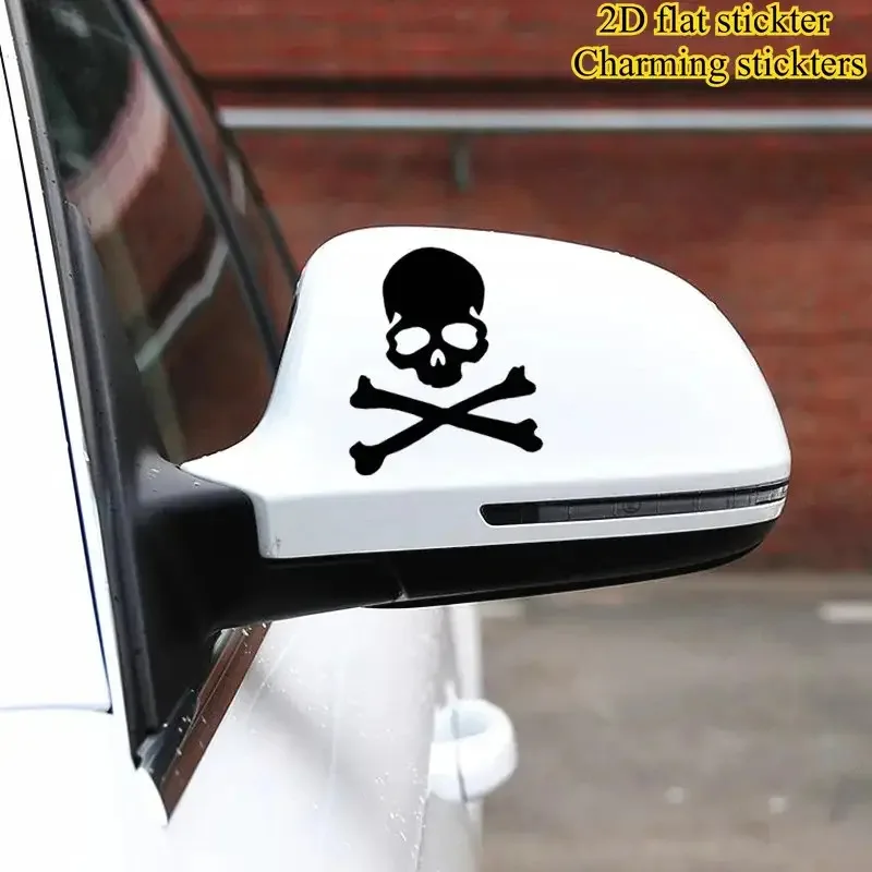 

2 PCS/SET Holographic Yellow Red Black White Skull Crossbones Stickers Waterproof Vinyl Decals for Car Motorcycle Helmet Decor