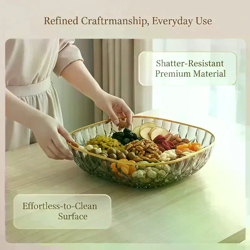 Crystal Fruit Bowl With Gold Rim Diamond Cut Texture Shatter Resistant For Serving Fruits Snacks Home Decor