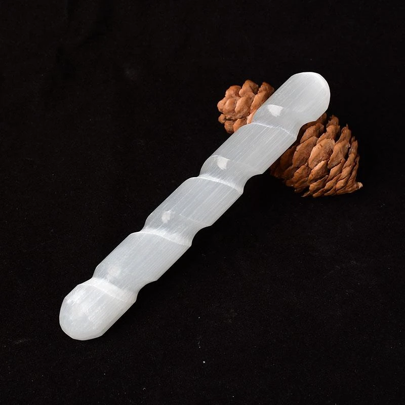 1PC Natural Selenite Polished Stick Yoga Reiki Plaster White Gypsum Stick Meditation Stone For Home Decoration Gift