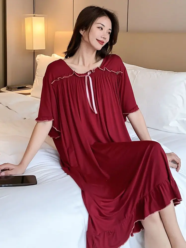 

Women's Solid Nightgown Simple and Comfortable Silky Smooth Skin Friendly Available for a Good Night S Sleep Fat and plus size s