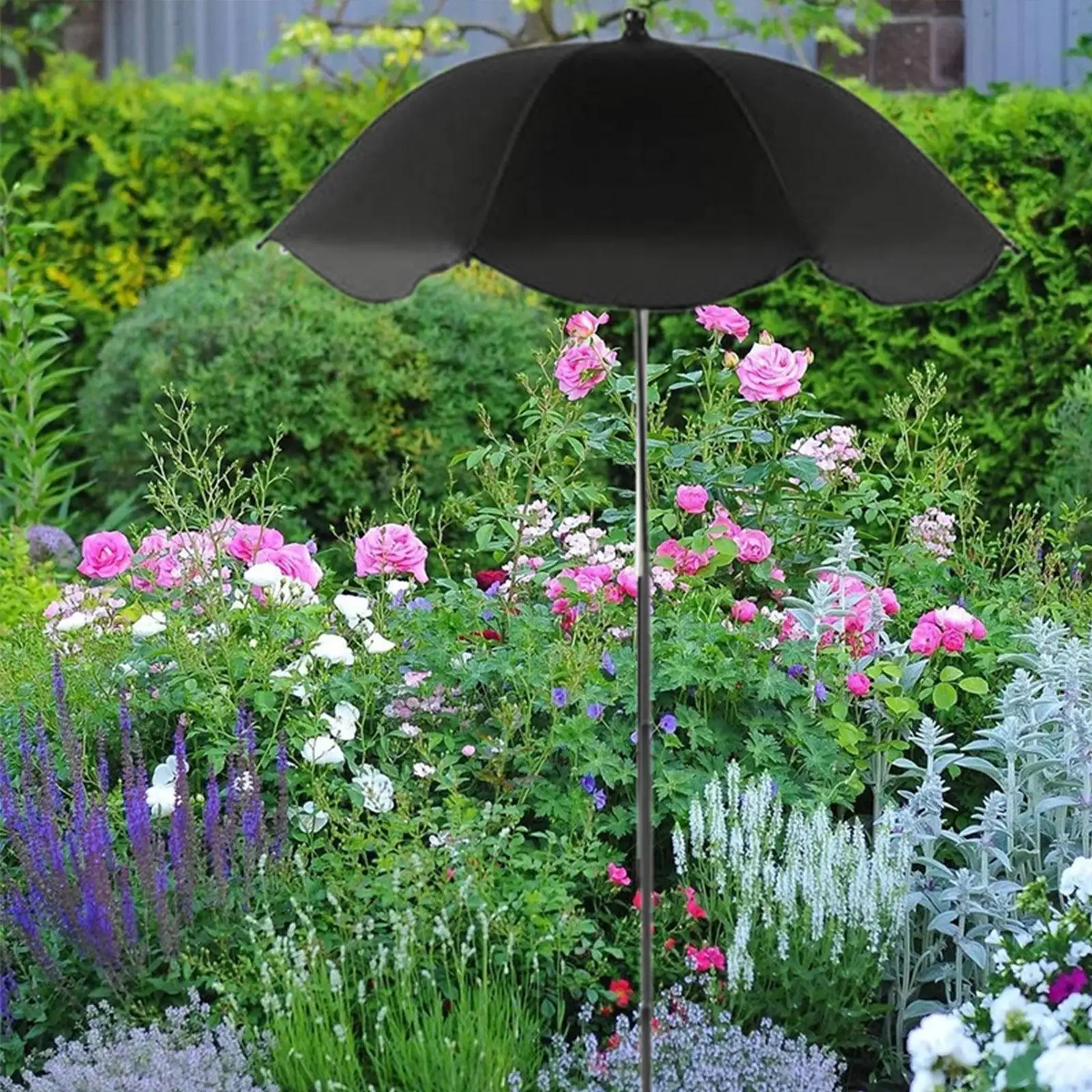 Garden Umbrella Blocking Sunshade Cover Iron Pole Durable Umbrella for Potted Plants Flower Beds Patio