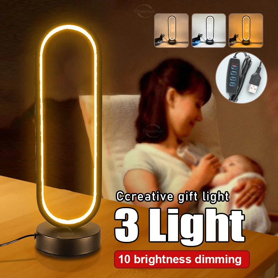 

USB LED Table Lamp 3 Colors Eye Protection College Student Book Reading Lamp Night Light For Bedroom Bedside Learning Dormitory