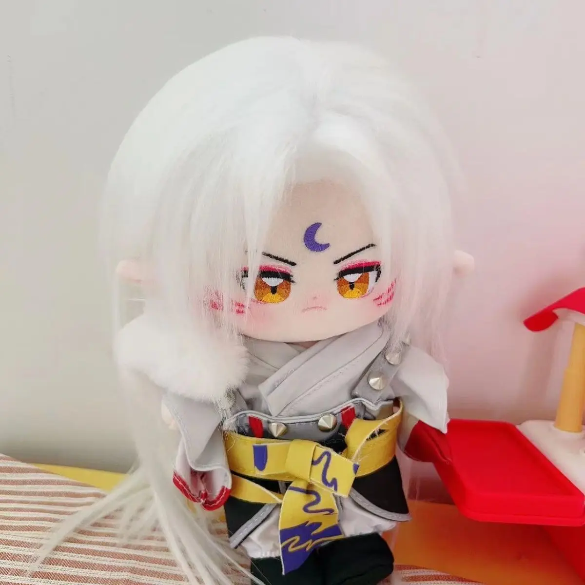 Anime Inuyasha 20cm Sesshoumaru Pluszowa Lalka Śliczna Kreskówka Cosplay Przebranie Bawełniana Lalka Wymiana Ciała Wypchana Zabawka Prezent Urodzinowy