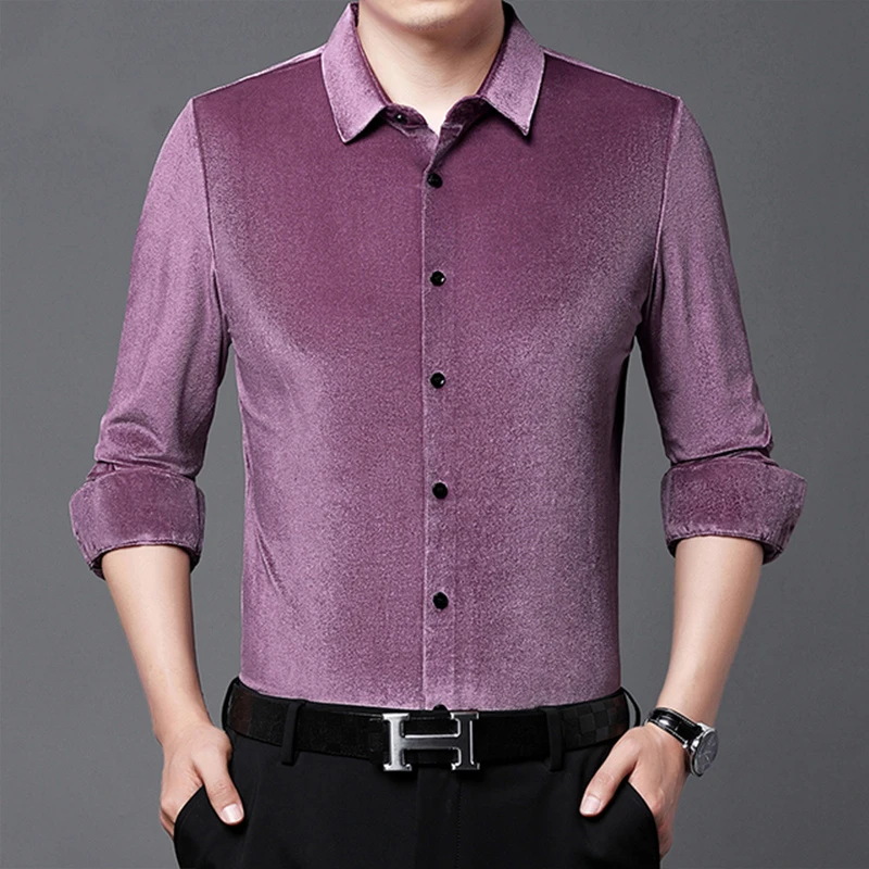 

Business Office Autumn Winter Shirts Men Clothing Turn-down Collar Solid Single Breasted Slim Long Sleeve Casual Tops JJ205