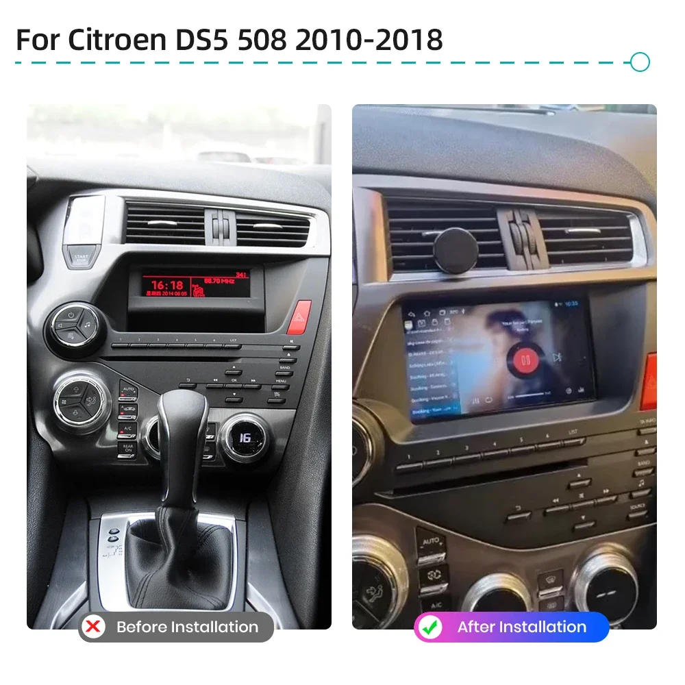 Android 13.0 Car Multimedia Player CarPlay 4G WiFi GPS Navigation Bluetooth Stereo Audio Car Radio For Citroen DS5 508 2010-2018