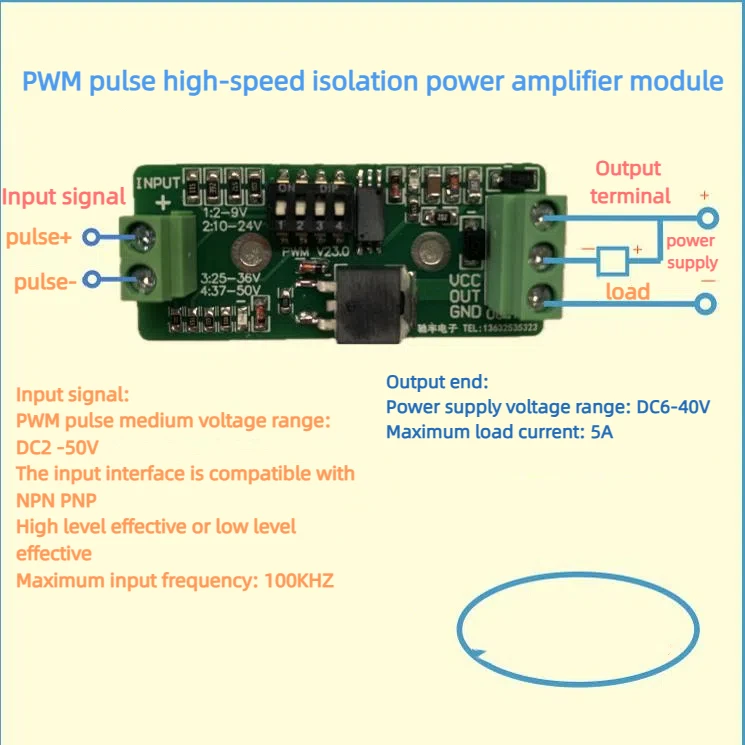 SCM PLC PWM Pulse Sensor Signal Isolation Power Amplifier Solid State Switch Module 100KHz