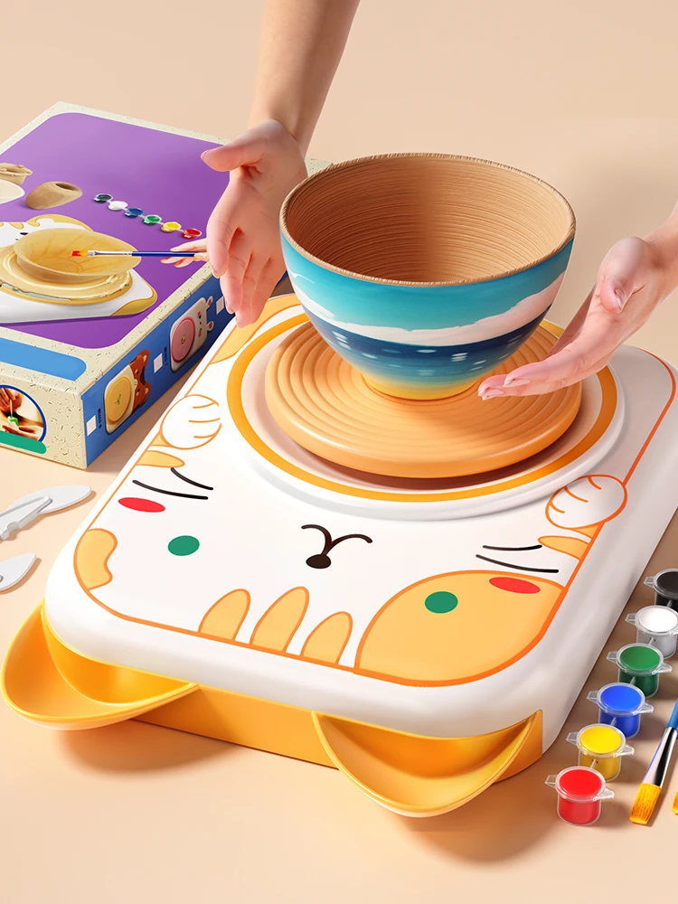 Children's Craft DIY Toy Electric Turntable Clay Art Works Kids Colour Creative Kit Activities Girl Education Birthday Gifts  ﻿