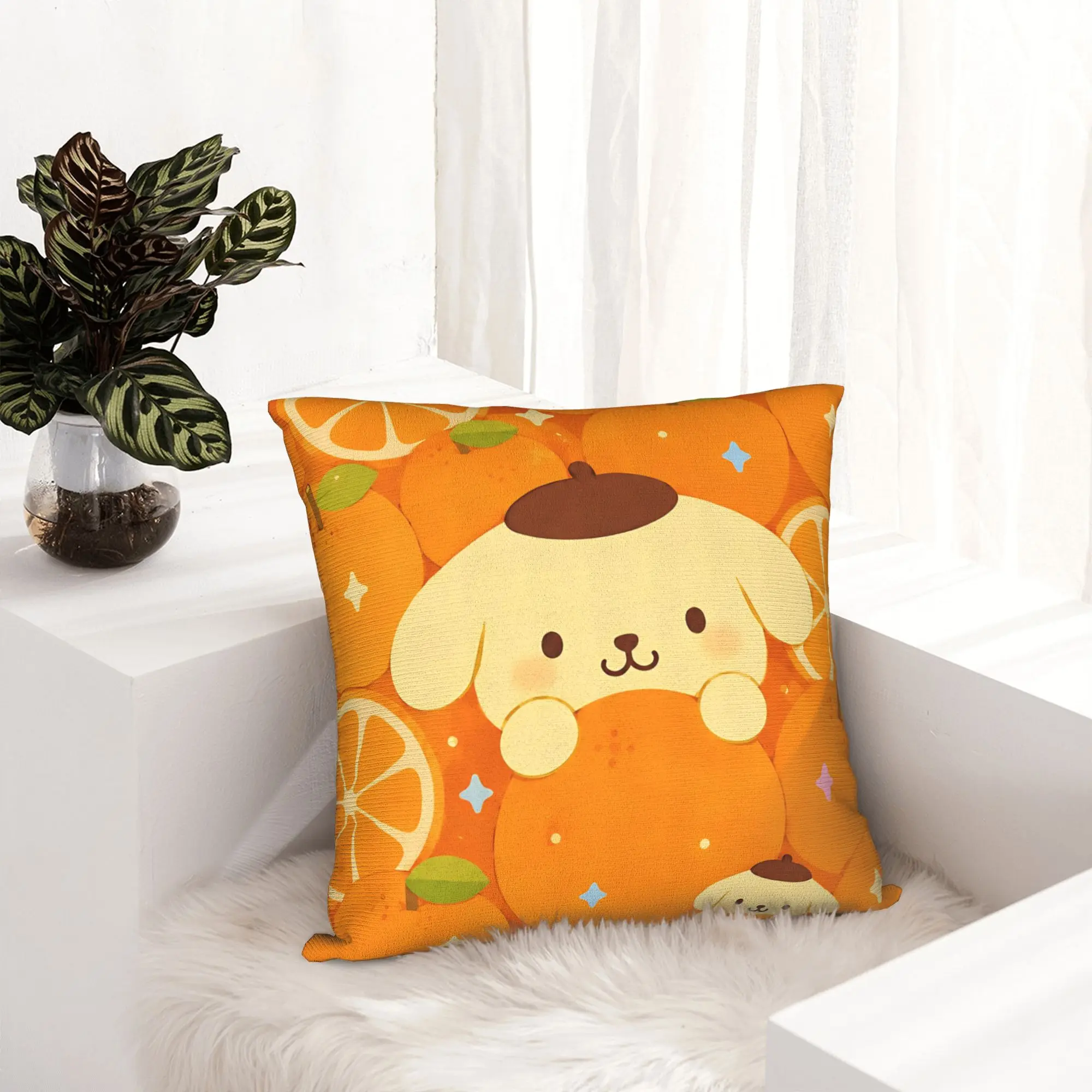 Pompompurins Cute Dog Pillowcase Soft Polyester Cushion Cover Gift  Pillow Case Cover Home Square 18''