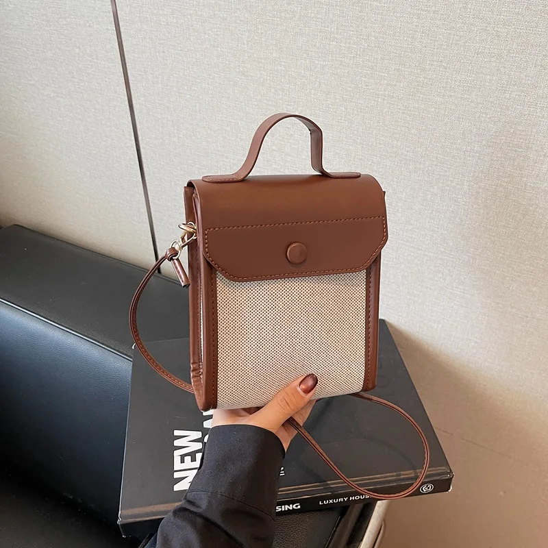 

2025 Unique Color-Block Canvas Bag - Crossbody Shoulder Purse for Girls, Vintage Square Handbag (Trendy Niche Design)