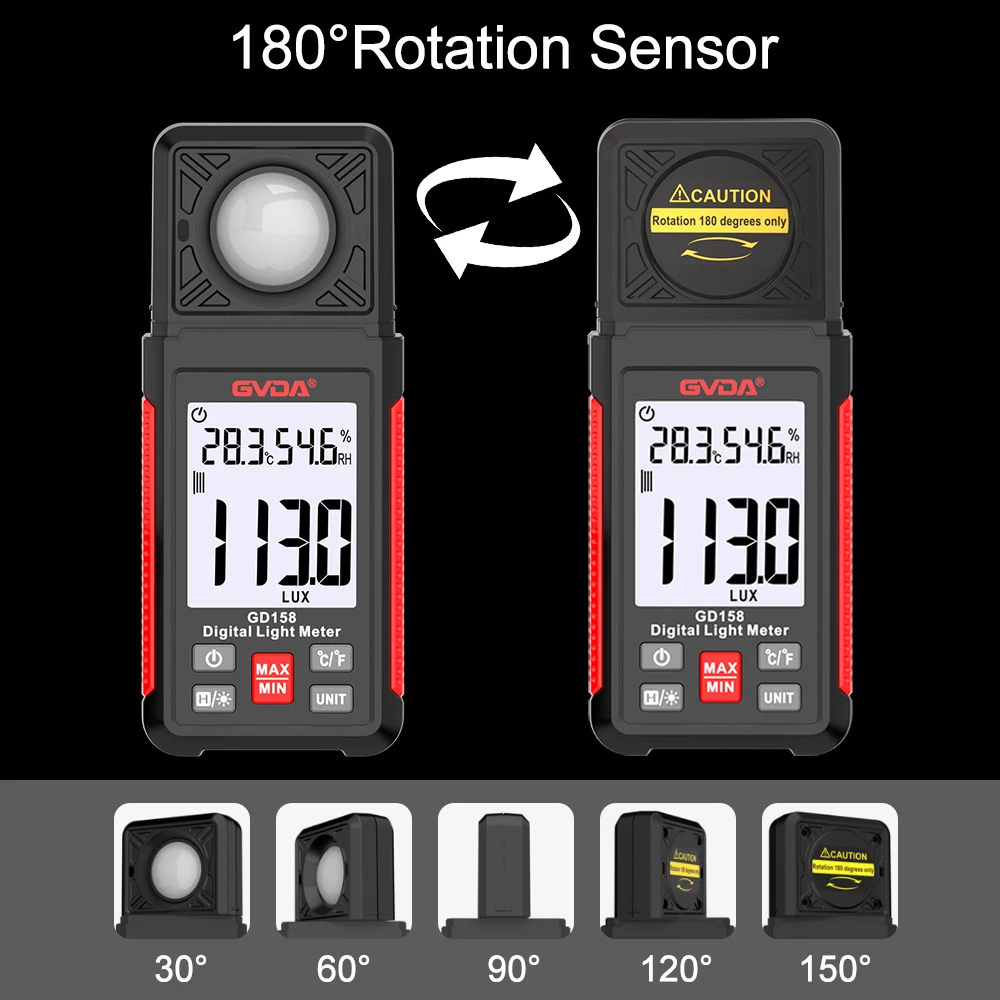 GVDA Digital Lux Meter Light Meter FC Lightmeter Illuminance Meter Tester 200000 Lux Illuminometer Photometer Luxometro Luxmeter