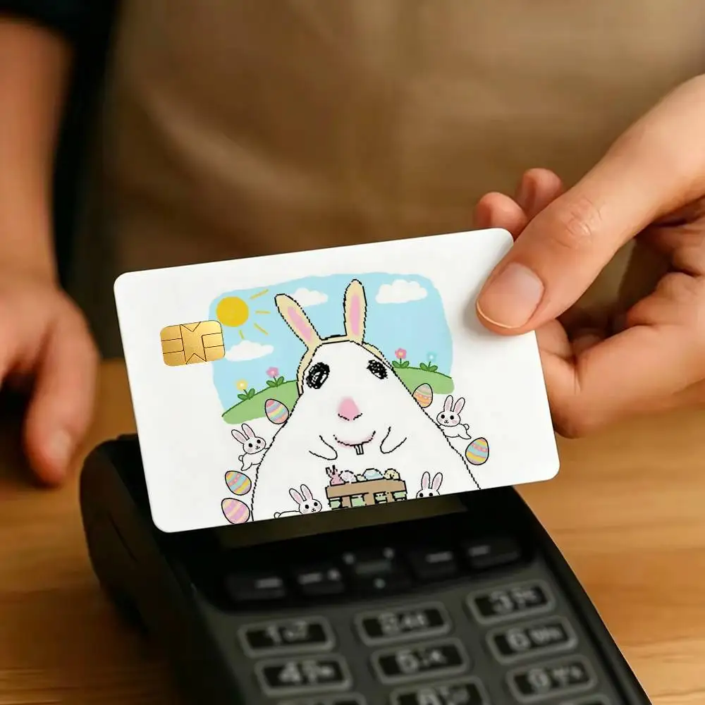 Cute S-Silly Hamster Meme 1Set 4Pcs Waterproof Card Skin Stickers for Credit Bus IC Cards