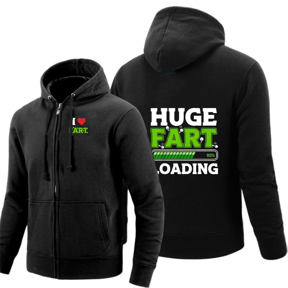 2026 Huge Fart Loading Printing Spring And Autumn Men's New Solid Color Zipper Pullover Warm Long-sleeved Comfortable Caot