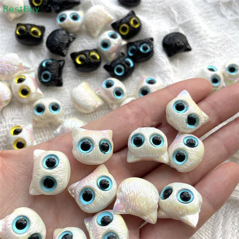 Acrylic Cute Cat Beads For Jewelry Making Big Eyed Owl Beads Necklace Bracelet Craft DIY Supplies 10Pcs