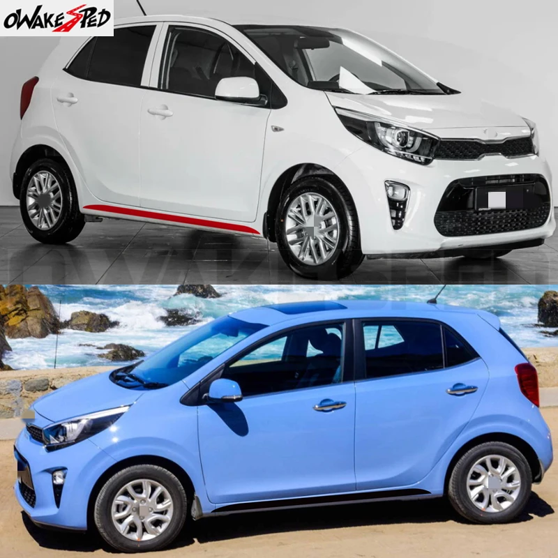 

Carbon Fiber Sport Door Side Skirt Stripes Car Styling Body Decor Sticker For KIA Picanto Morning Auto Accessories Vinyl Decals