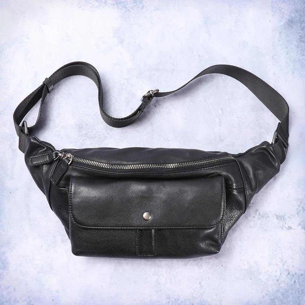 

2025 Leather Men's Chest Bun Top Layer Cowhide Single Shoulder Straddle Leisure Commuter Chest Backpack Designer Luxury Bag