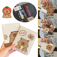 Capybara Passport Holder Cartoon PU Leather Travel Accessories ID Document Passport Cover Wallet Credit Card Holder Kids Gifts