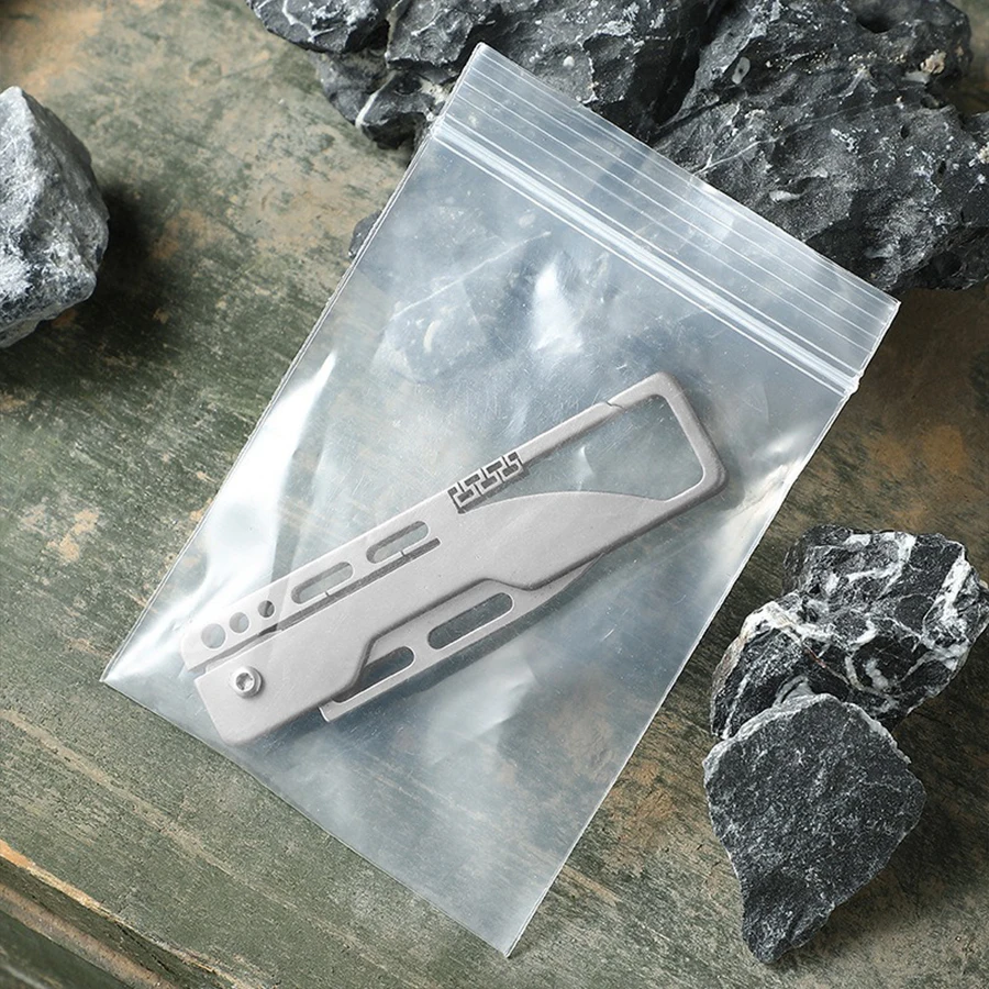 Titanium mini folding knife Express knife Key chain protective pendant open envelope portable EDC pocket knife