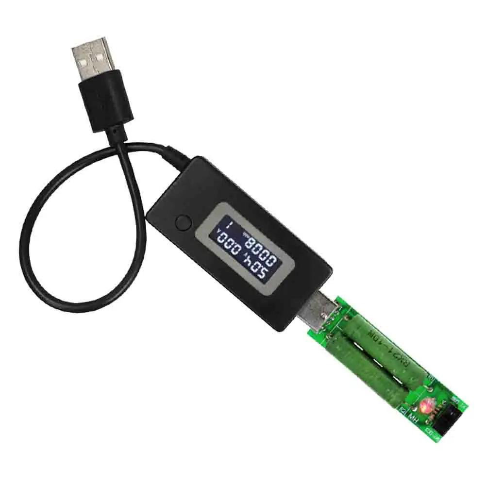 

Цифровой USB-измеритель напряжения, тока и емкости с ЖК-дисплеем и нагрузочным резистором для тестирования эффективности повербанка