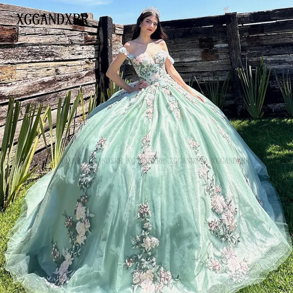 

Новое зеленое платье Quinceañera 2024, сексуальное бальное платье для милой подружки, милое платье на день рождения 16, праздничное платье для принцессы, конкурс