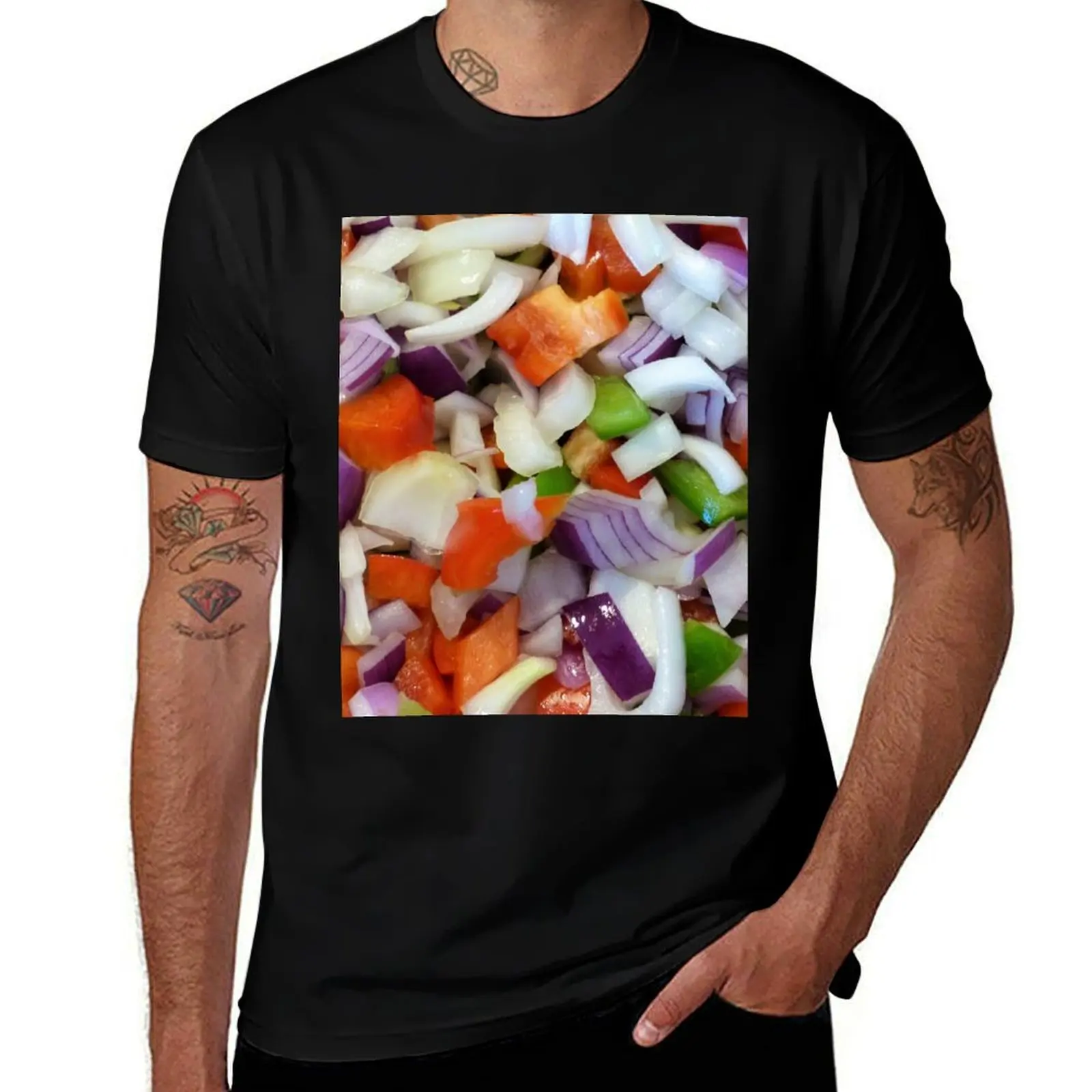 Onions and Bell Peppers T-Shirt Casual Street Style Short Sleeve Tee T-Shirt