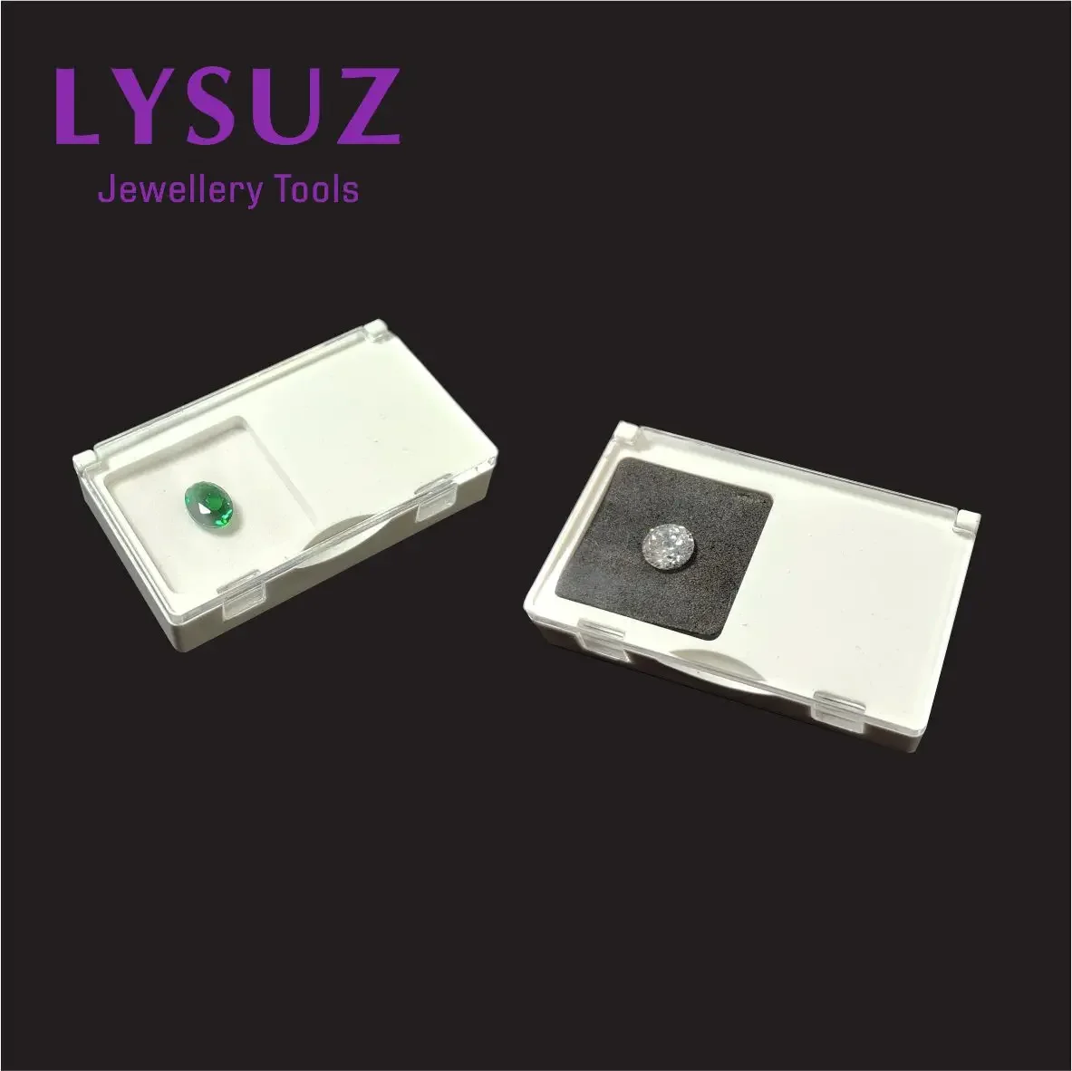 

Акриловая коробка с откидной крышкой и бриллиантами, коробка для хранения драгоценных камней, демонстрация драгоценностей, черно-белая губка, портативная Маленькая прозрачная коробка