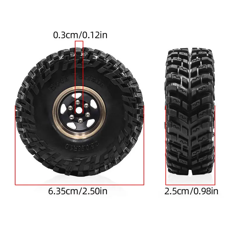 4 ruedas y neumáticos de latón 1/18 RC, 1,0 pulgadas, para TRX4M SCX24 FMS Ascent-18, rodillo ponderado