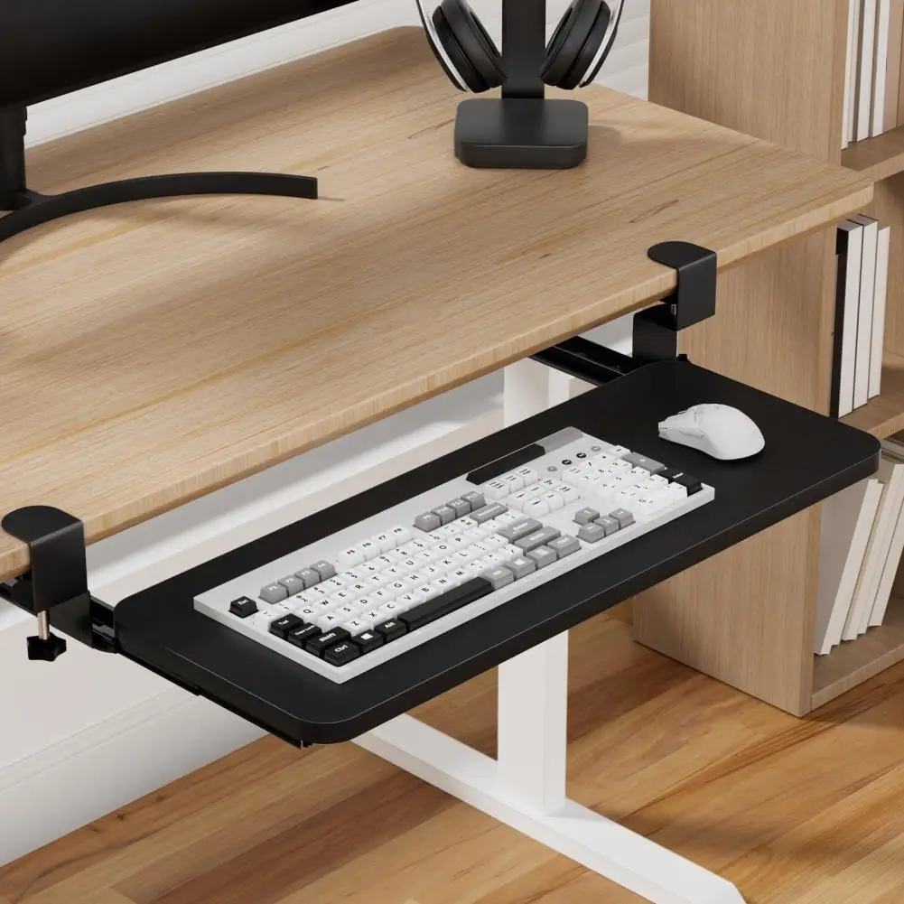 

Keyboard Drawer Ergonomic Design Height Adjustable Keyboard Holder Portable Carbon Steel Corner Keyboard Tray Office Supplies