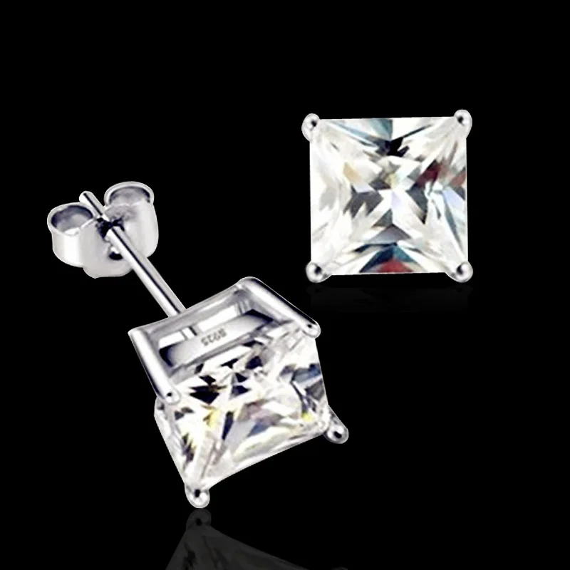 Pendientes 925 Silver Needle Jewelry Luxury Square Zircon Earrings For Women Brincos Para As Mulheres Boucle Nausnice Ohrstecker