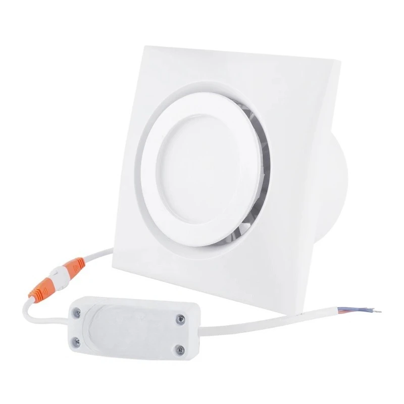 Hon&Guan 4'' Home Silent Exhaust Fan Kitchen Hood Ventilation for Bathroom Ceiling Window Wall Air Extractor with 4W LED Light
