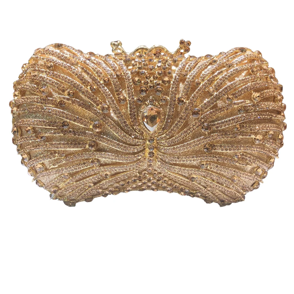 Premium Ribbon Design Diamond-encrusted Metal Women's Evening Bag Women's Clutch and Designer Crystal Clutch