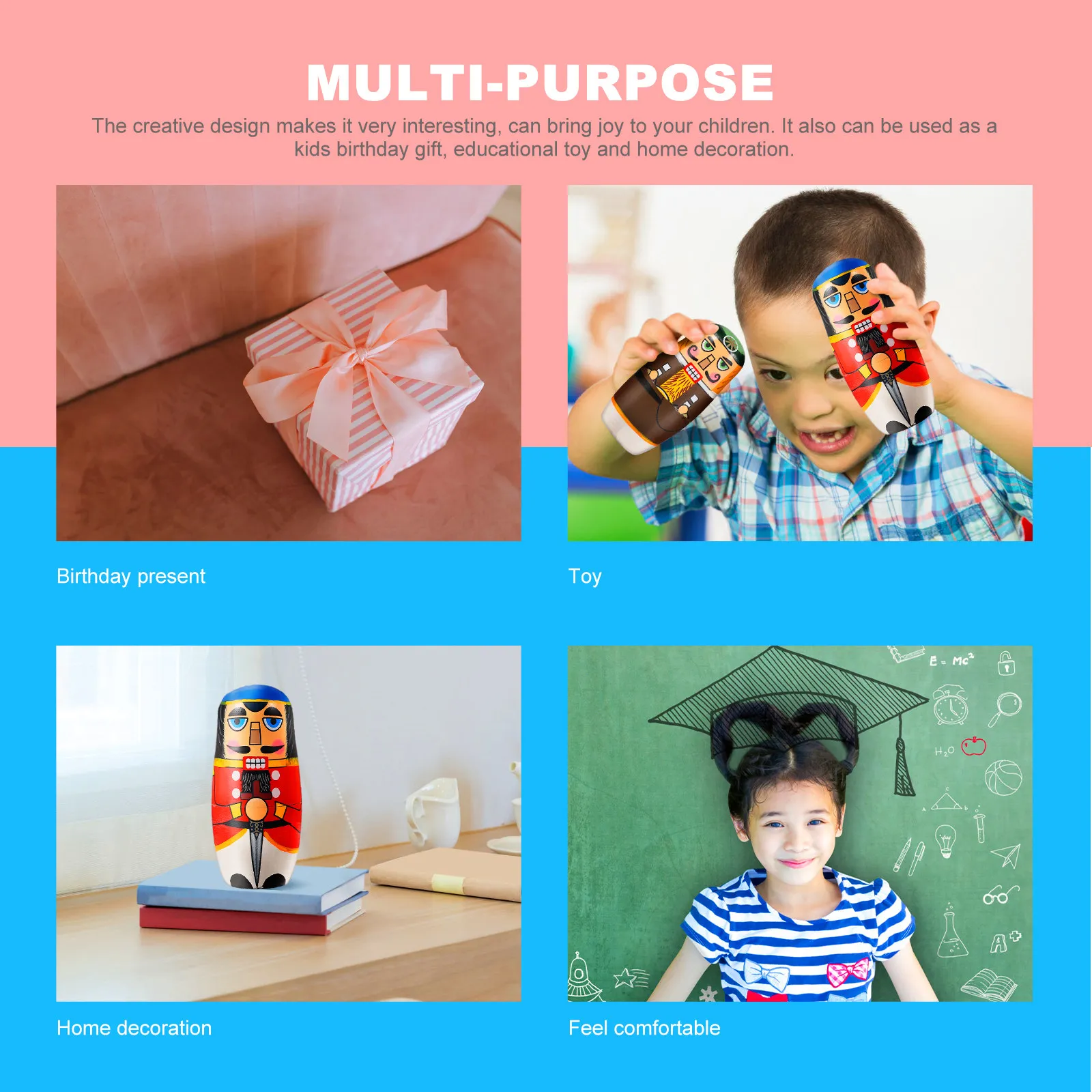 

Набор из 1 шт. Деревянная многослойная матрешка-«Щелкунчик» для творческих игр, расписанная вручную, яркие цвета, подарок