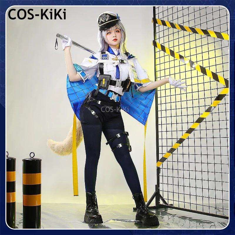 COS-KiKi Vtuber Nijisanji Shioriha Ruri Canine Police Game Suit Cool Uniform Cosplay Costume Halloween Party Role Play Outfit