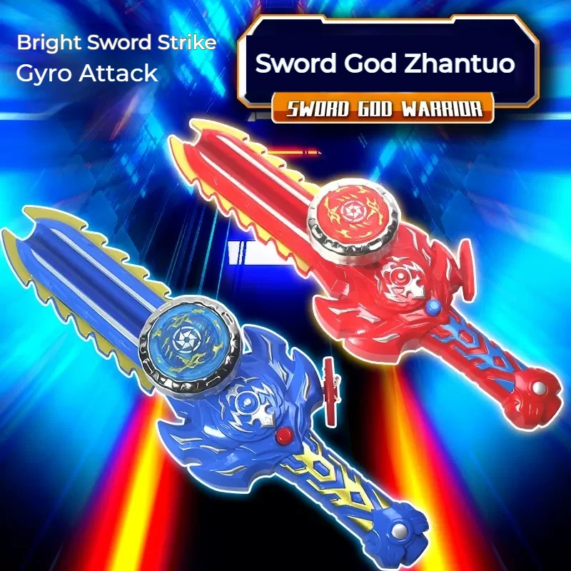 New Sword Hair Shaped Spinning Top Toys Two-Player Match  For Children Boys Light-Emitting  Launcher Gyro Toys  With Battle Disk