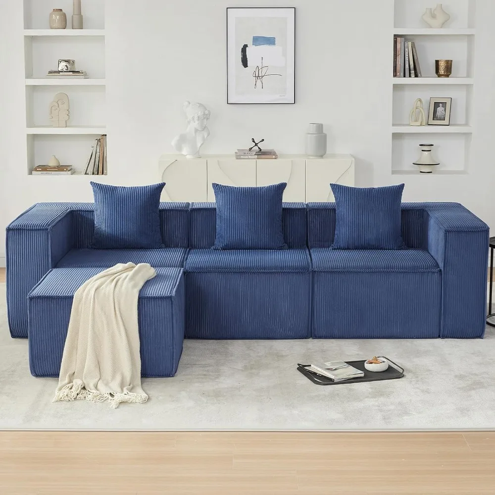 

Модульный секционный диван 106, L-образный диван с широкими подлокотниками и структурой из мягкого пенопласта, простой набор, не требующий сборки