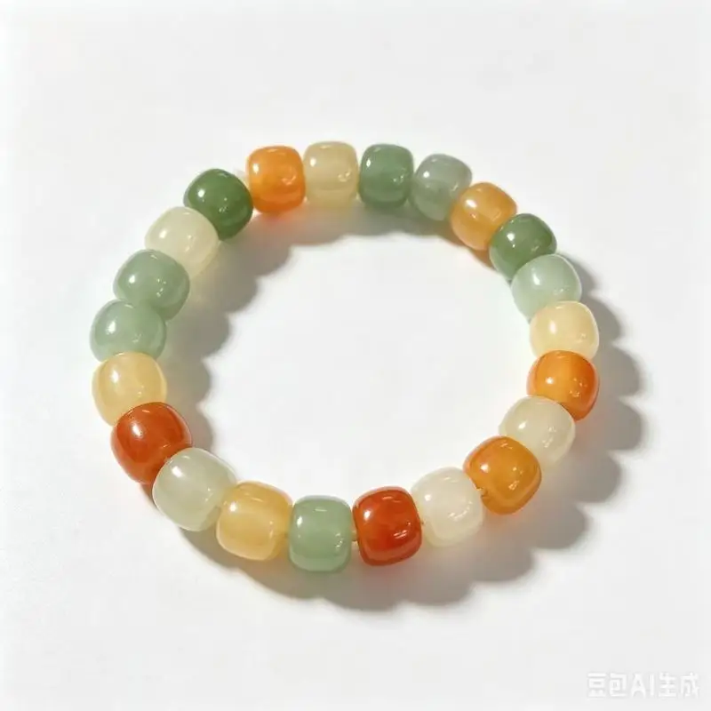 Gold silk jade multi-treasure abacus , sugar cube , old-style , lantern , gourd and bamboo knot beads, fortu