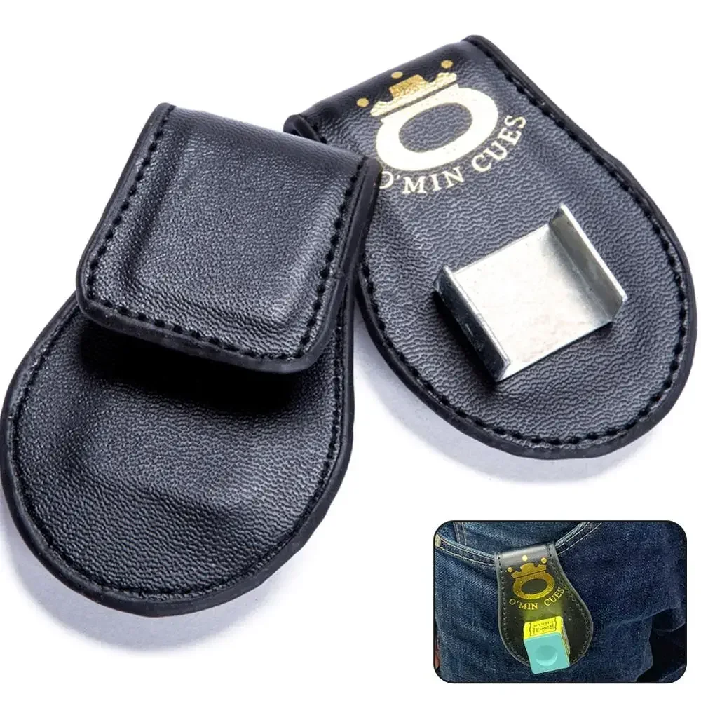 Portable Leather Chalk Bag Chalk Clip Pool Billiards Snooker Accessories Leather Magnetic Belt Clip Chalk Holder Powder Holder