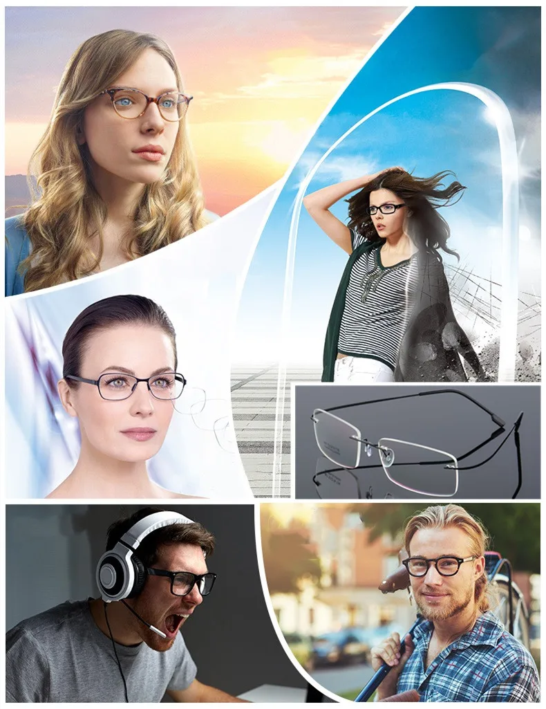 Randlose Kurzsichtigkeitsbrille Rezept -0,5 bis -8,0 Männer Frauen Titanlegierung Framless Kurzsichtige Brille Index 1,61 1,67 F082 – Detail 18