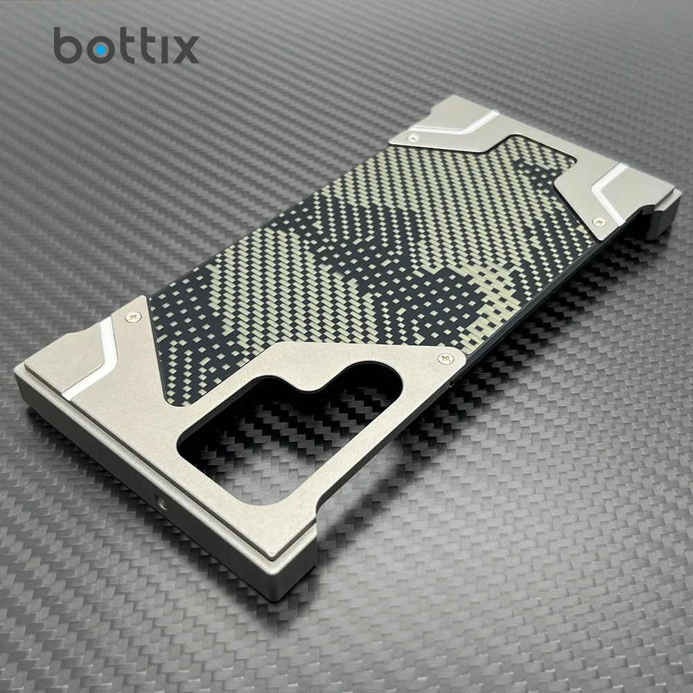 

bottix Camouflage Case For Samsung Galaxy S22 Ultra Cover Frameless Metal Alloy Armor S22U Carbon Fiber Shell Built-in Magnet